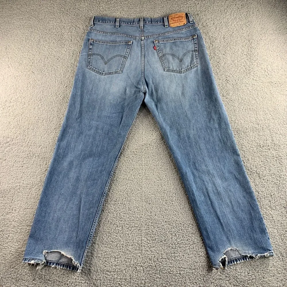 Levi's 559 Jeans Mens 38x32 Blue Relaxed Straight Destroyed Denim‎ Skater 38x31